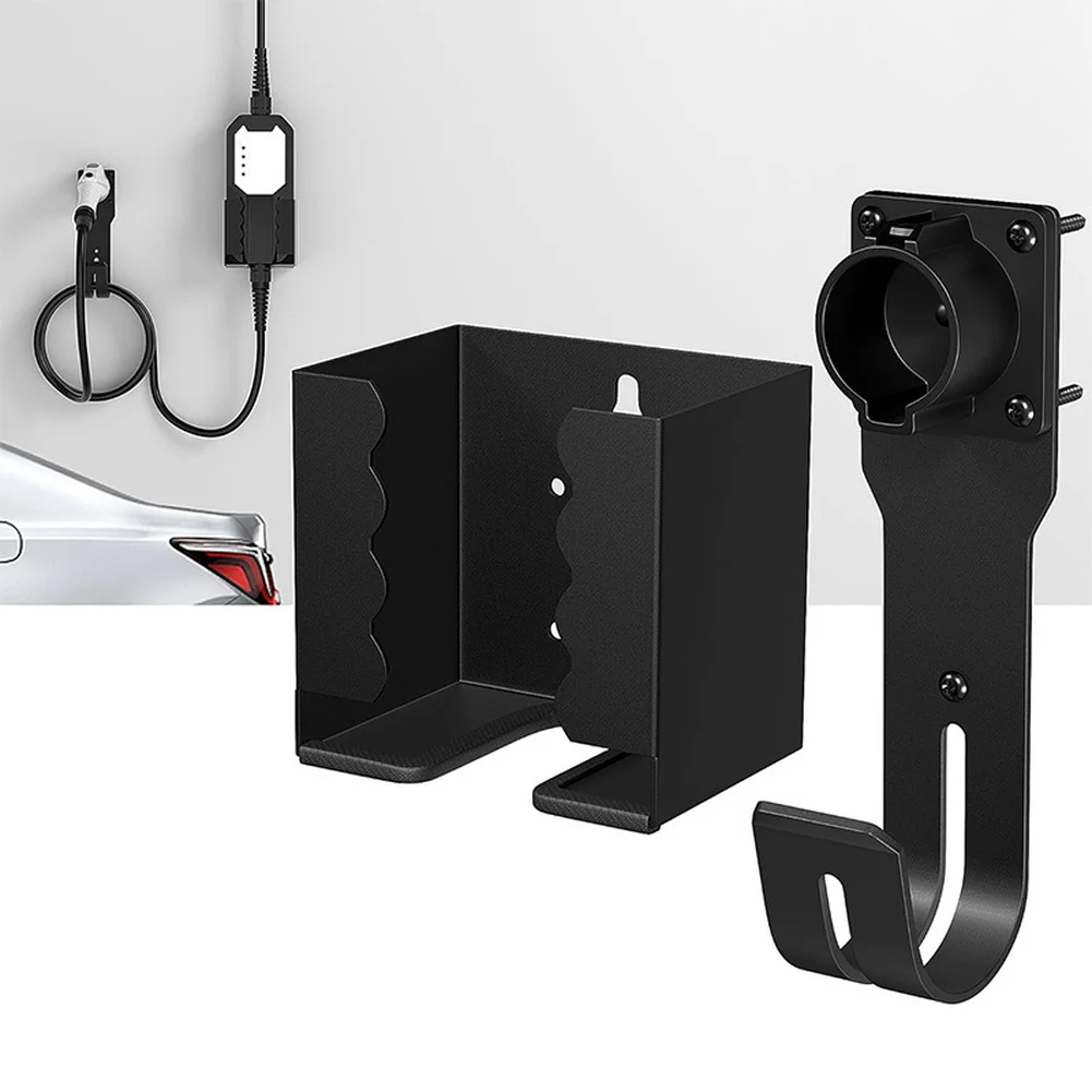 for ev Charging Station Wall Mount Holder Compatible with J1772 Connectors Steel Rack with Secure Cable Hook Design