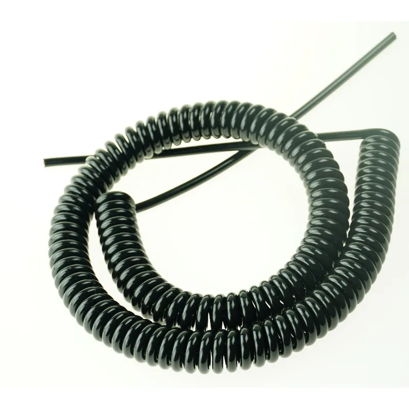 Suitable for Spring Wire 2  3  4 Cores Telescopic Spiral Cable National Standard Copper Core  Black High Elastic Power Cord
