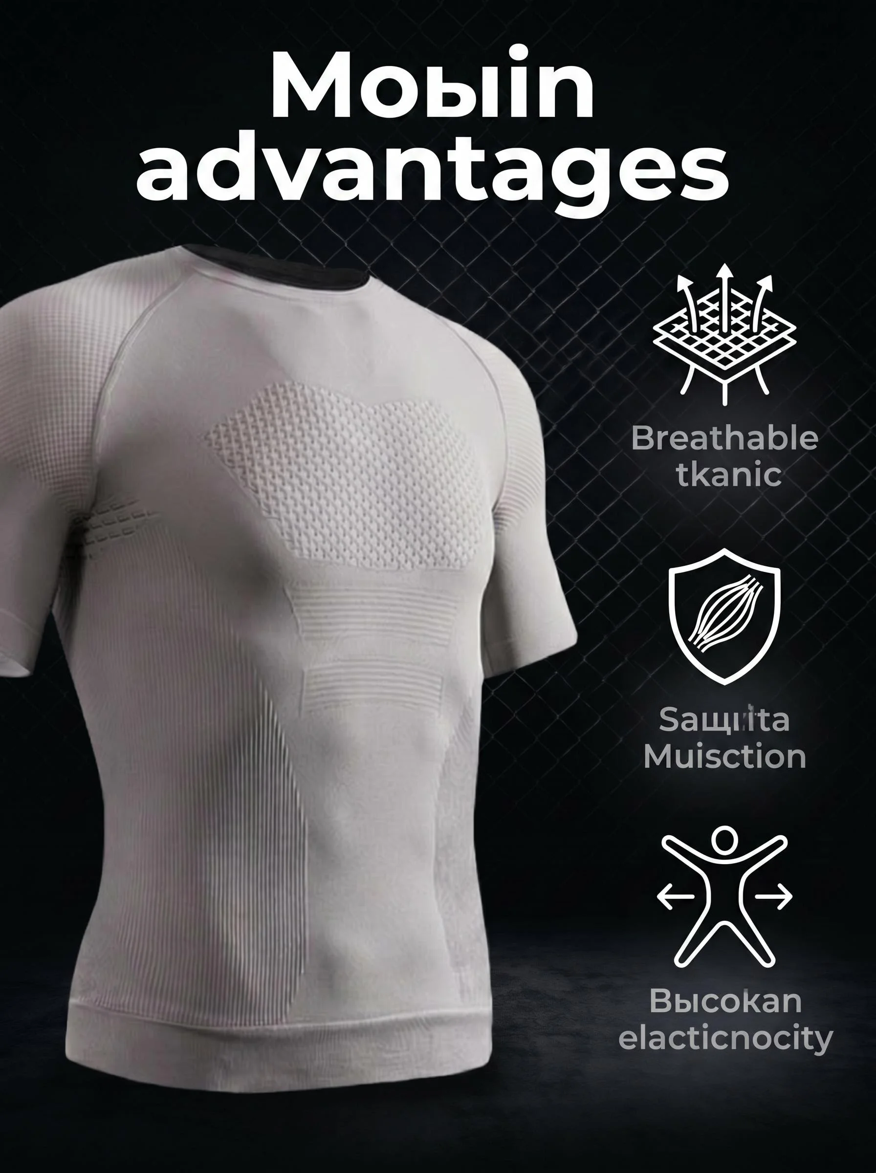 Body Shaping Compression Short Sleeve Tee Men Knit Fabric 3D Muscle Support Breathable Sportwear for Gym Jogging Training Bodybu