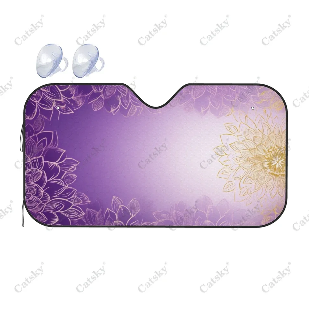 

Abstract Purple Gold Line Flower Car Windshield Sunshade, Front Auto Car Windshield Sun Shade Blocks Uv Rays Sun Visor Protector