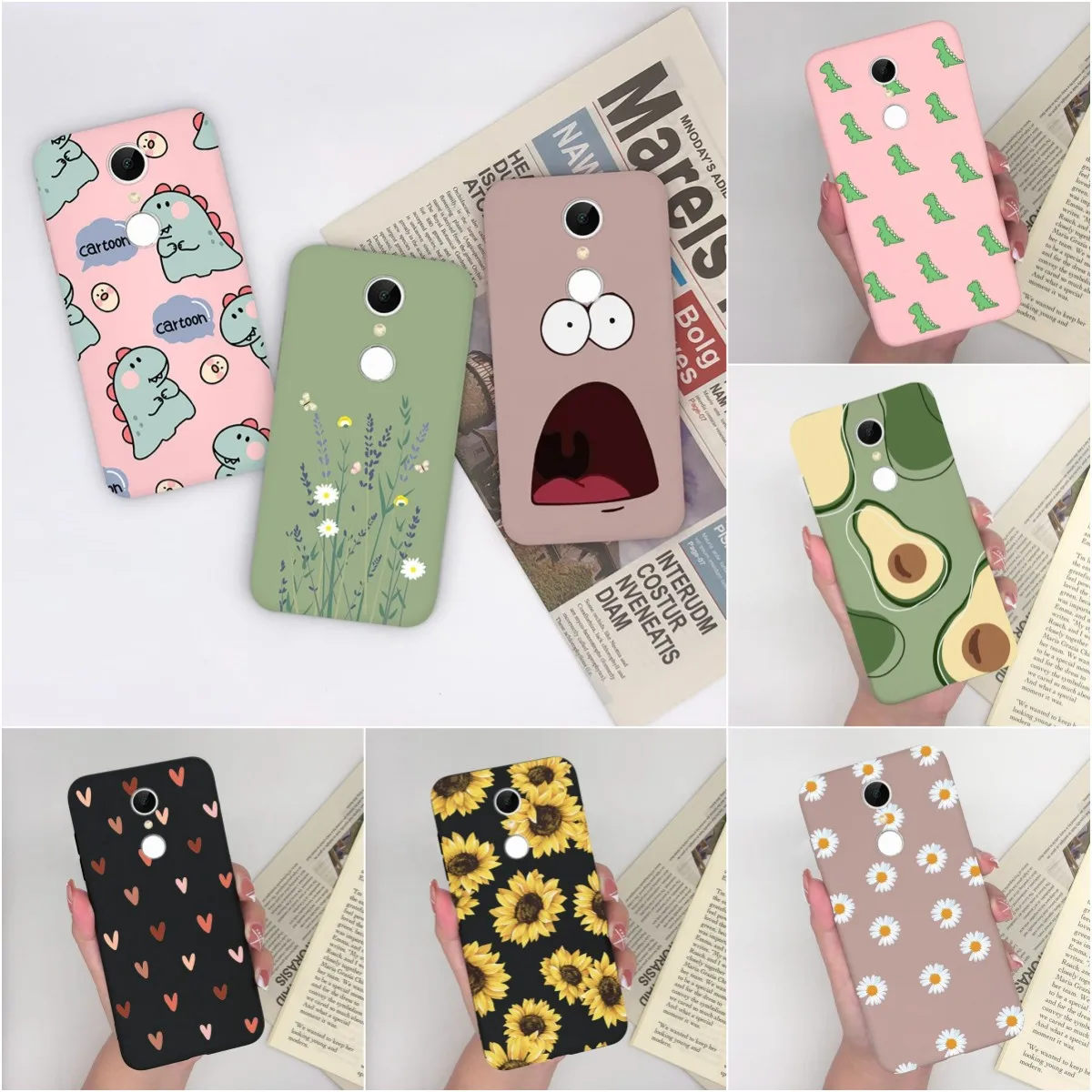 For Xiaomi Redmi 5A 5 Plus Case Back Cover Fashion Heart Avocado Matte Screen Protective Soft Silicone TPU Shockproof Funda Capa