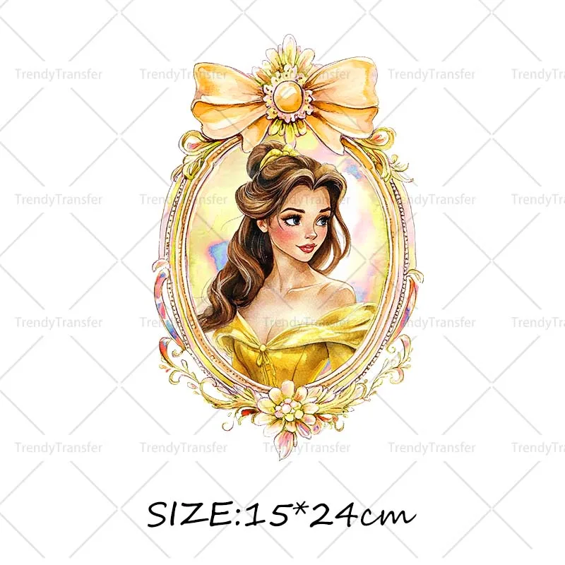 Kasteelprinsessen strik hittetransfer stickers strijk-op decals voor kleding thermische patches op T-shirts - afbeelding 1