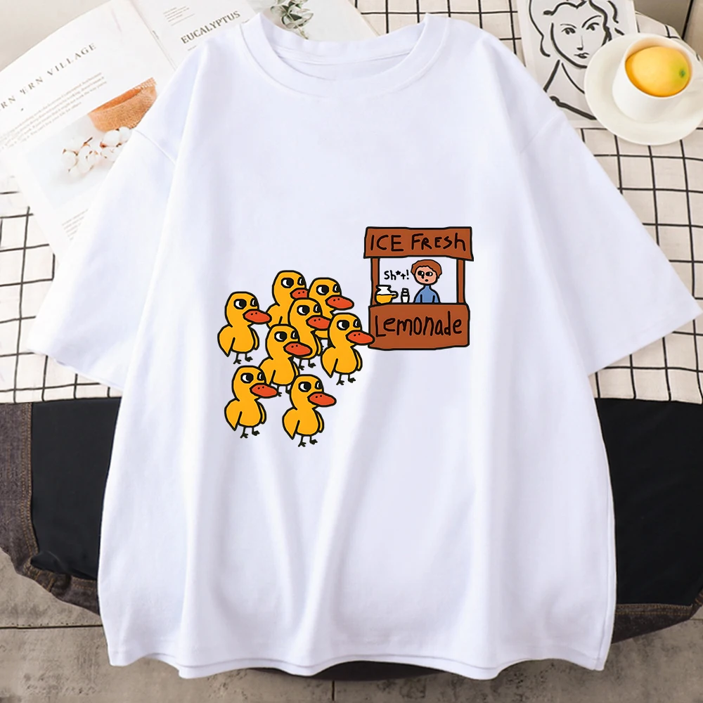 The Duck Song Got Any Grapes Women T-shirt Summer Vintage Tops Cartoon Cute Style Shirts Oversizes Loose Casual Custom Clothes