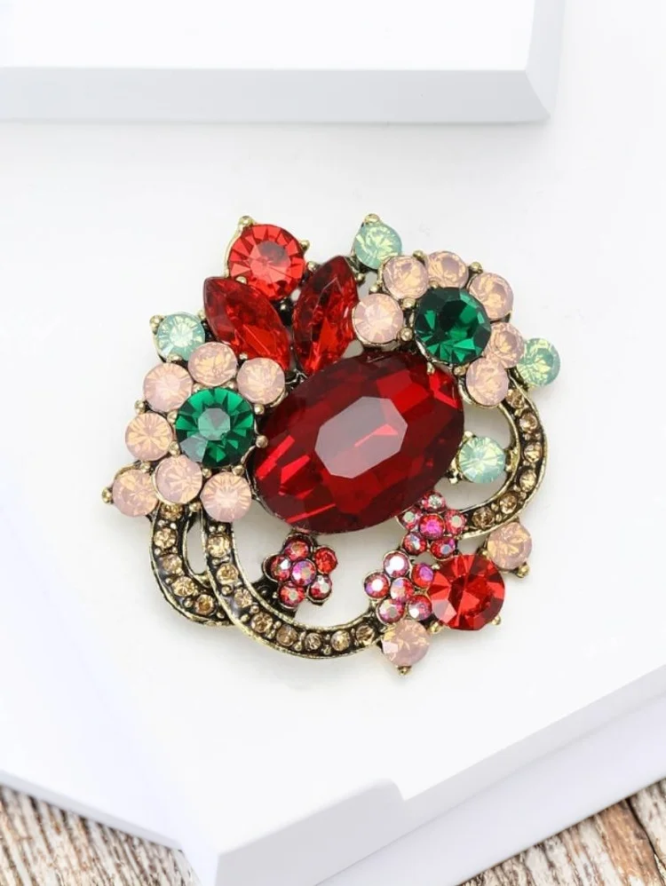 Fashion Crystal Flower Brooches For Women Clothing Coat Casual Jewelry Accessries Gifts #6