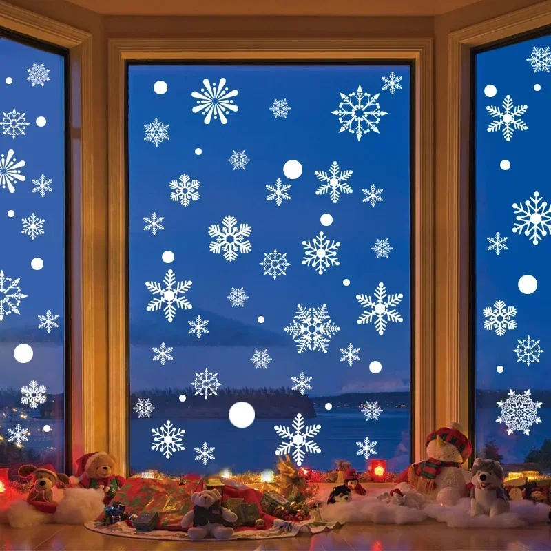36pcs/lot White Snowflake Christmas Wall Stickers Glass Window Sticker Christmas Decorations for Home New Year Gift Navidad 2026