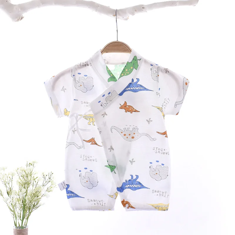 for-summer combed cotton print Korean version baby climbing clothes light and breathable boys and girls short-sleeved kimono