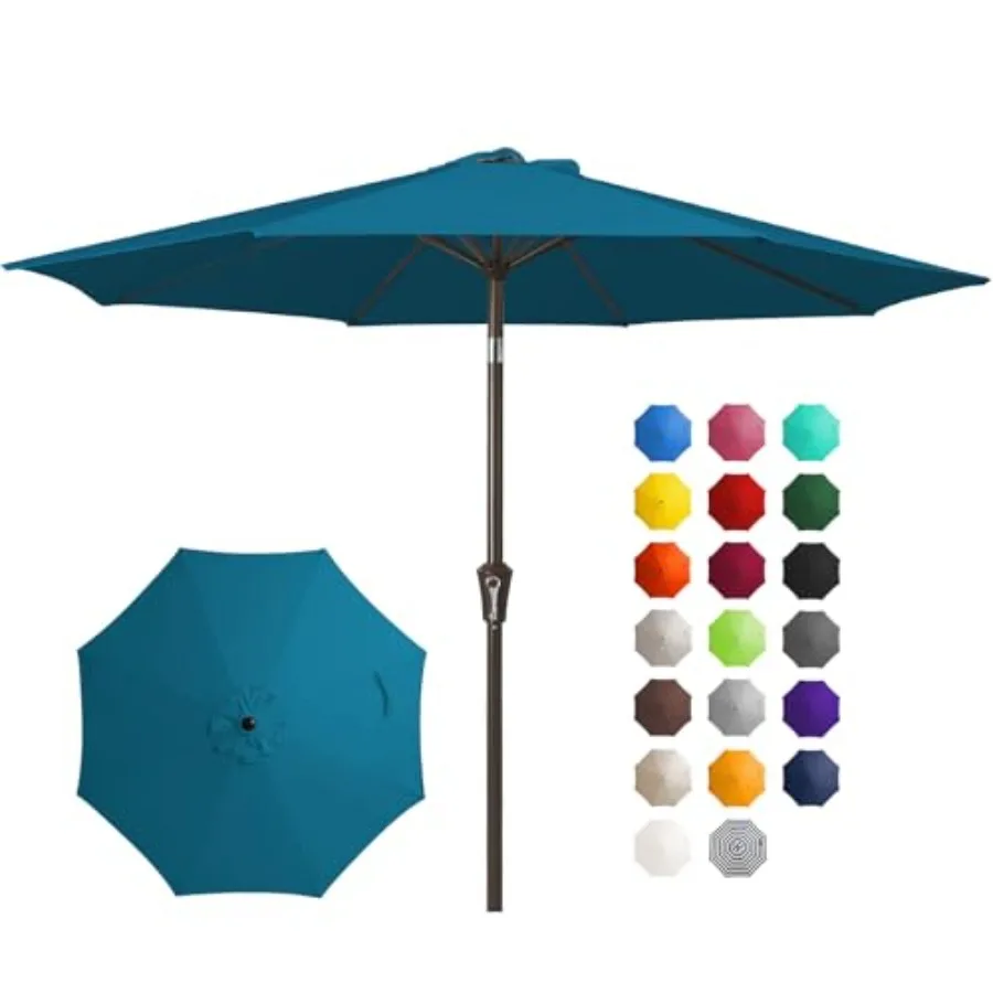 

10FT Outdoor Patio Umbrella Outdoor Table Umbrella with Push Button Tilt and Crank, Market Umbrella 8 Sturdy Ribs UV Protection