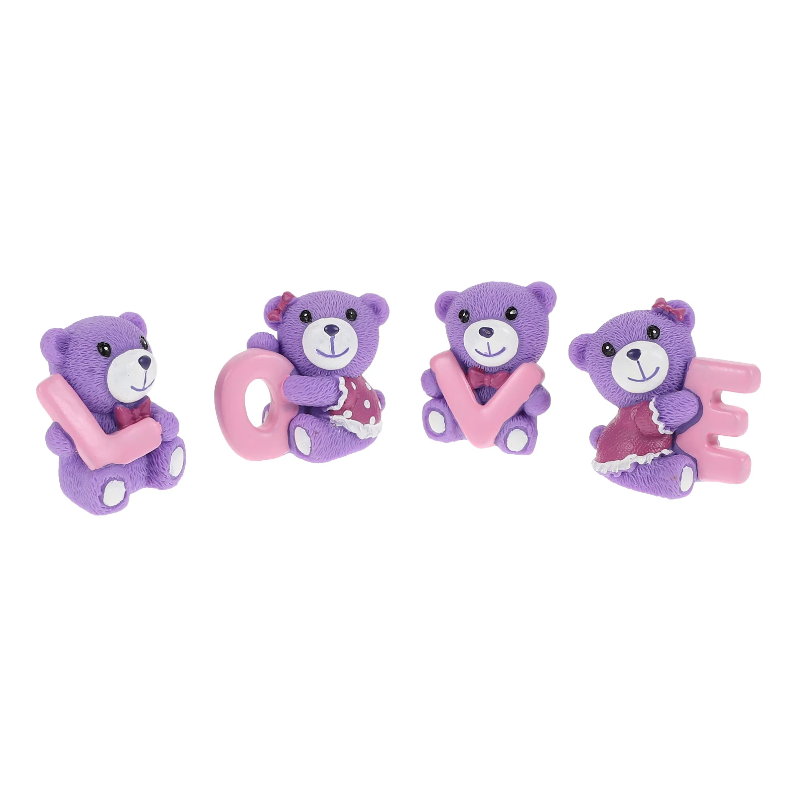 

4pcs Resin Ornament Purple Cartoon Crafts Romantic Home Decor Desktop Adornment Wedding Celebration Cake Decoration Valentine'S