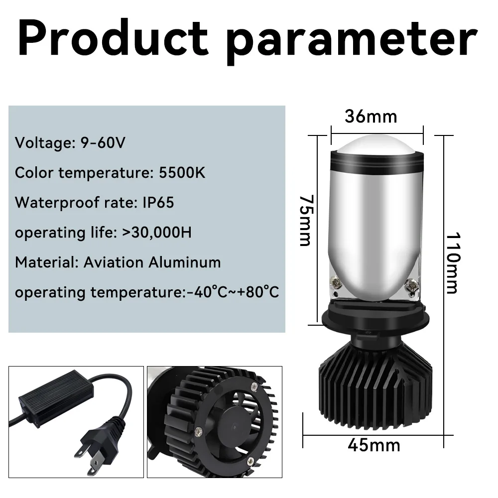 Y6 توربو مروحة H4 LED المصابيح الأمامية سيارة H4 جهاز عرض صغير عدسة 6000K السوبر مشرق 20000LM مرحبا لو شعاع لمبة LED أضواء سيارة ضوء مصباح