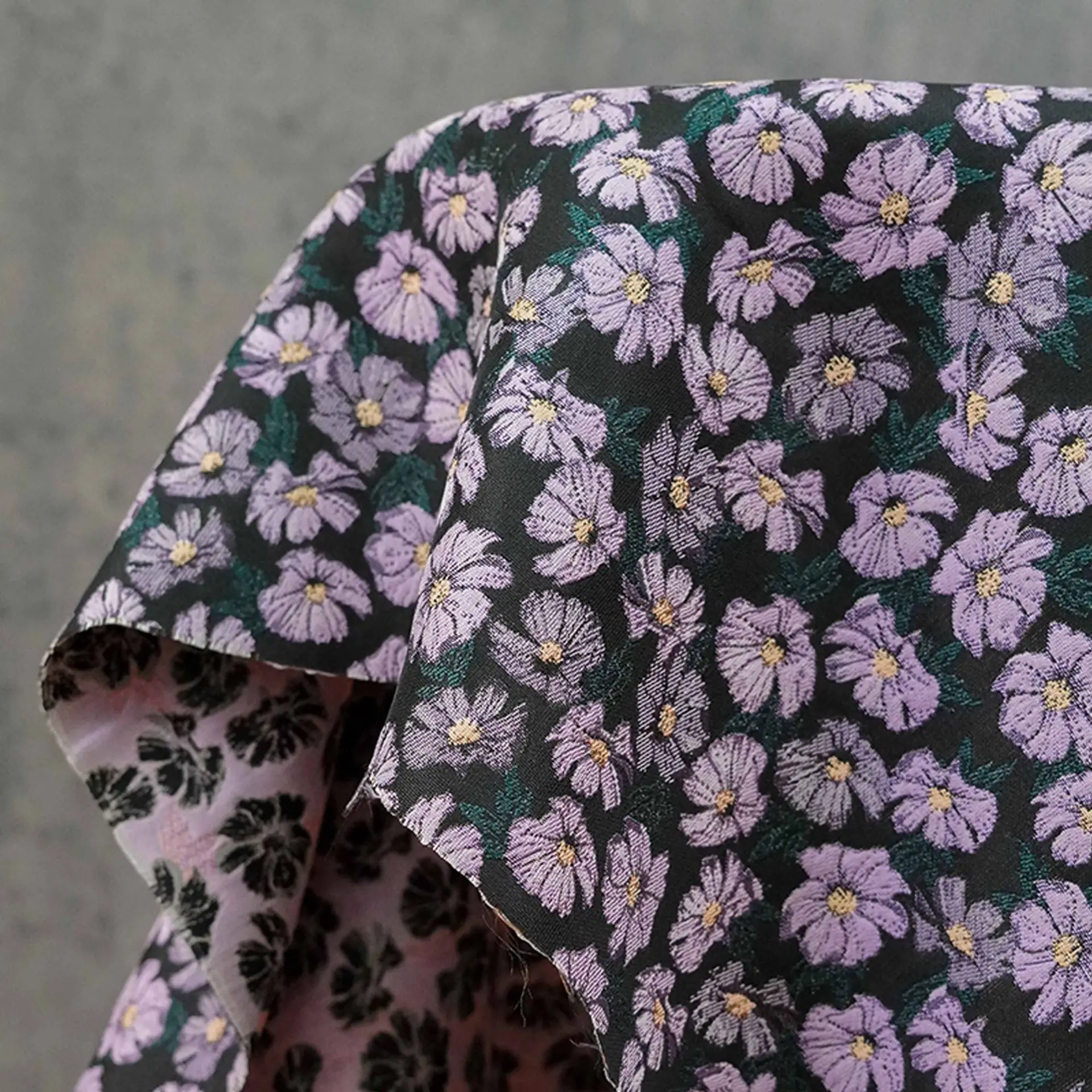 

Retro Pastoral Style Purple Small Floral Jacquard Vest Fabric Elegant Dress Cheongsam Women's Clothing Handmade Sewing Fabric