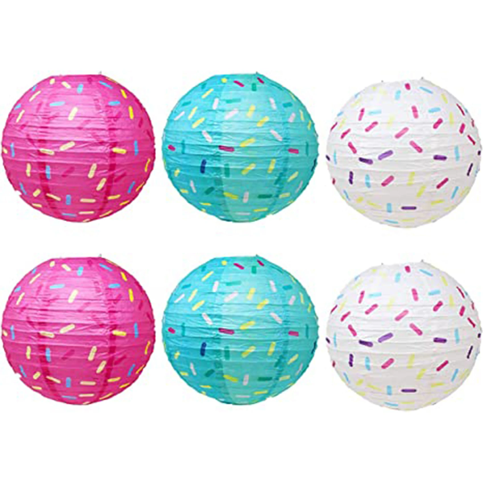 6PCSX 12INCH linternas de papel para servir helados Aulufft Donut fiesta linternas de papel colgantes para decoraciones de fiesta, Baby Shower Donut L