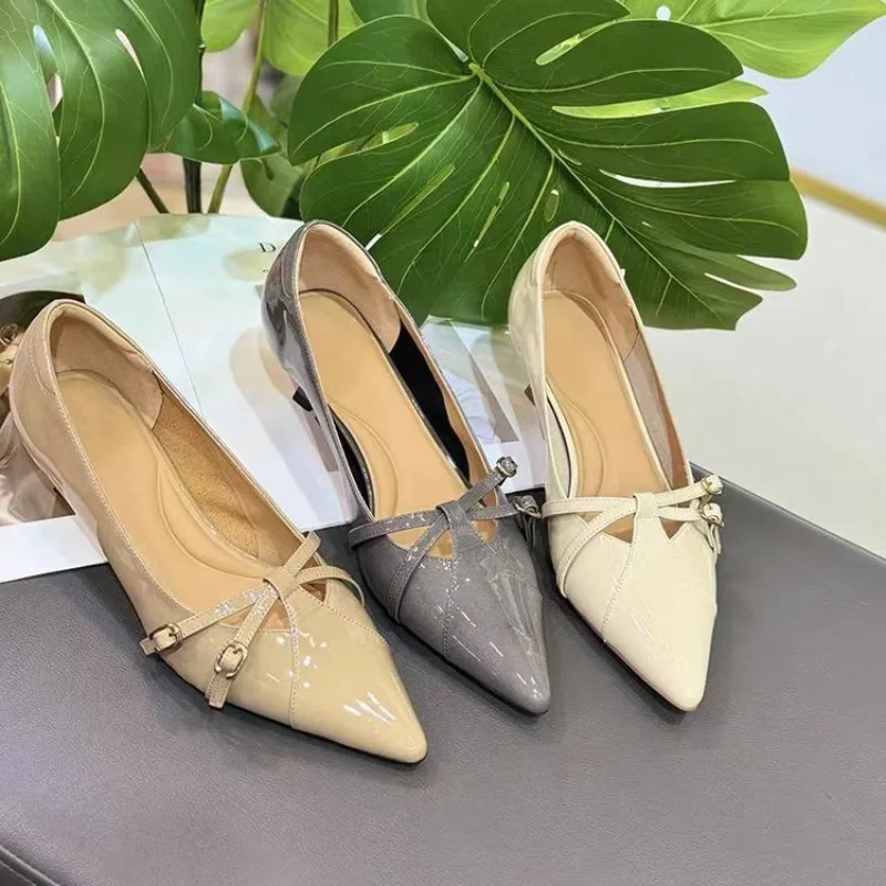 Sharp Pointed High Heels Shoes Women New 2026 Spring Buckle Strap, Slim Heel, Versatile and Tailored Shoes for The Workplace