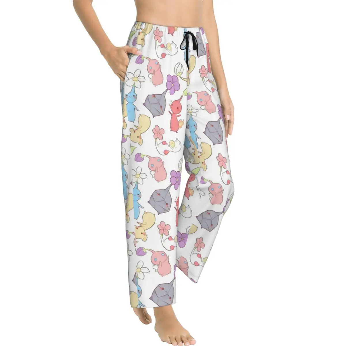 مخصص مطبوعة المرأة P-Pikmins بيجامة السراويل مغامرة لعبة ملابس خاصة صالة النوم قيعان مع جيوب #4