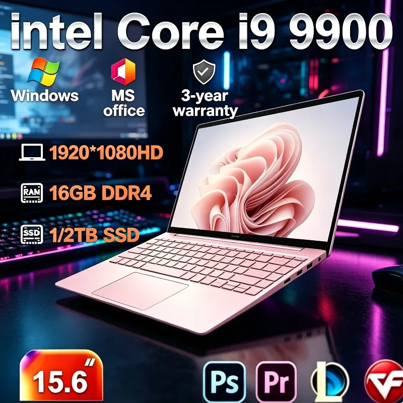 High Performance Portable New 2026 Notebook PC Designed for Office Gaming Laptop Intel Core i9 9900, 16GB DDR4, 1TB/2TB SSD