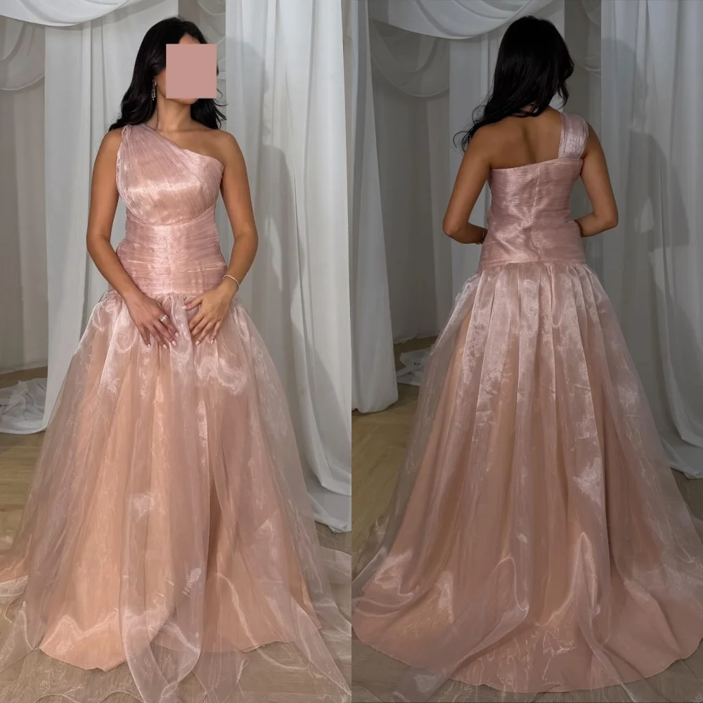 

Customized Sparkle Sizes Available Pleat Ruched A-line One-shoulder Long Dresses Bespoke Occasion Dresses Retro Chinese Style