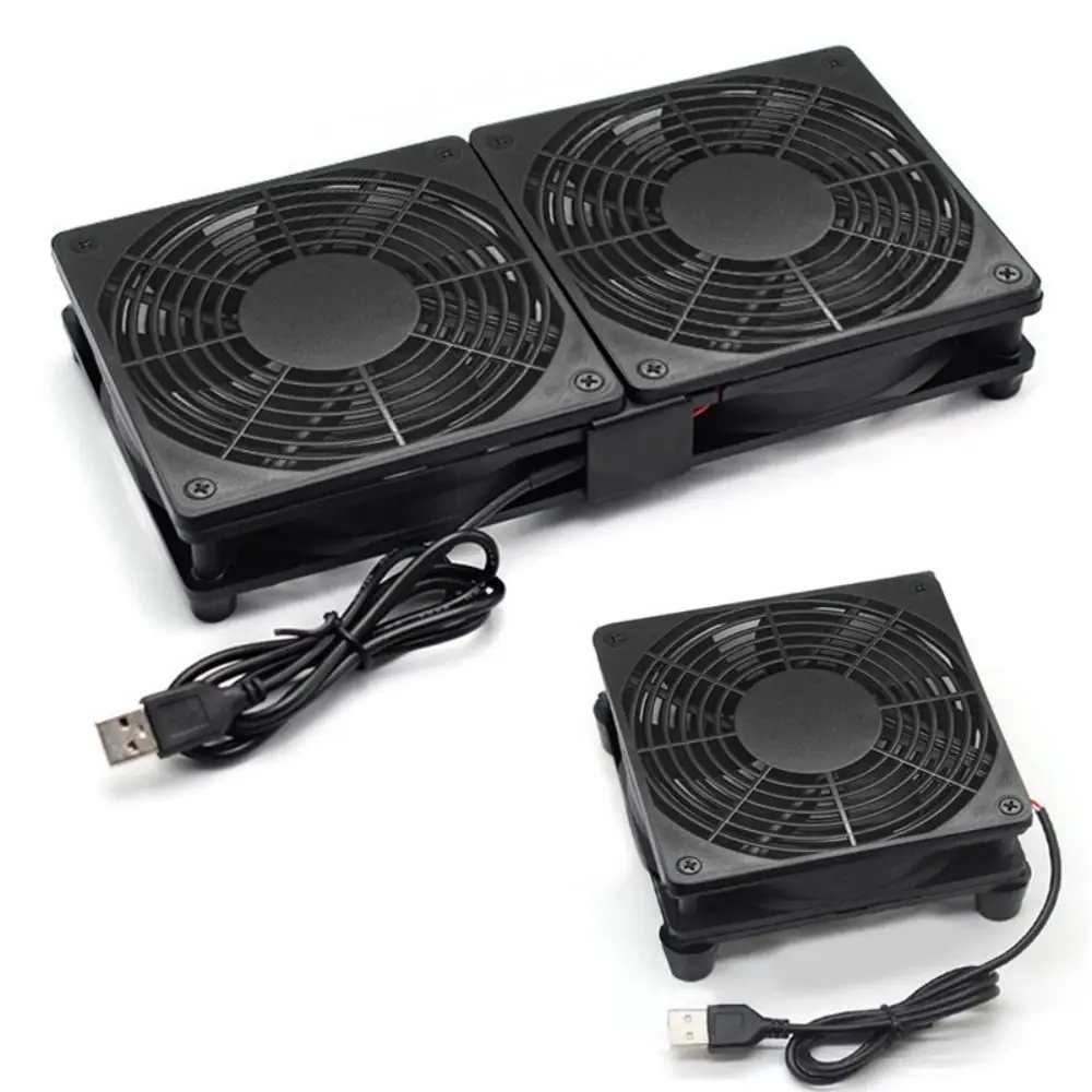 USB Powered Electronic Cooling Fan Dual Fan DC 5V Modem Router Cooler DIY Mute Network Cabinet Server Cooling Project DVR TV Box
