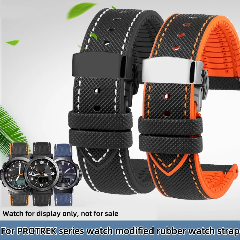 

23mm rubber strap For Casio PROTREK strap 5497 PRW-60YT PRW-30 PRW 50 PRW70 rubber strap PRW60 watchband PRW30 men's bracelet