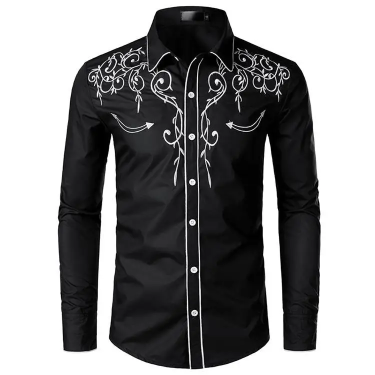 Western-Style-Handmade-Embroidered-Shirt-American-Retro-Shirt-Men's-Fashionable-Embroidered-Shirt-Breathable-Top-S-2XL