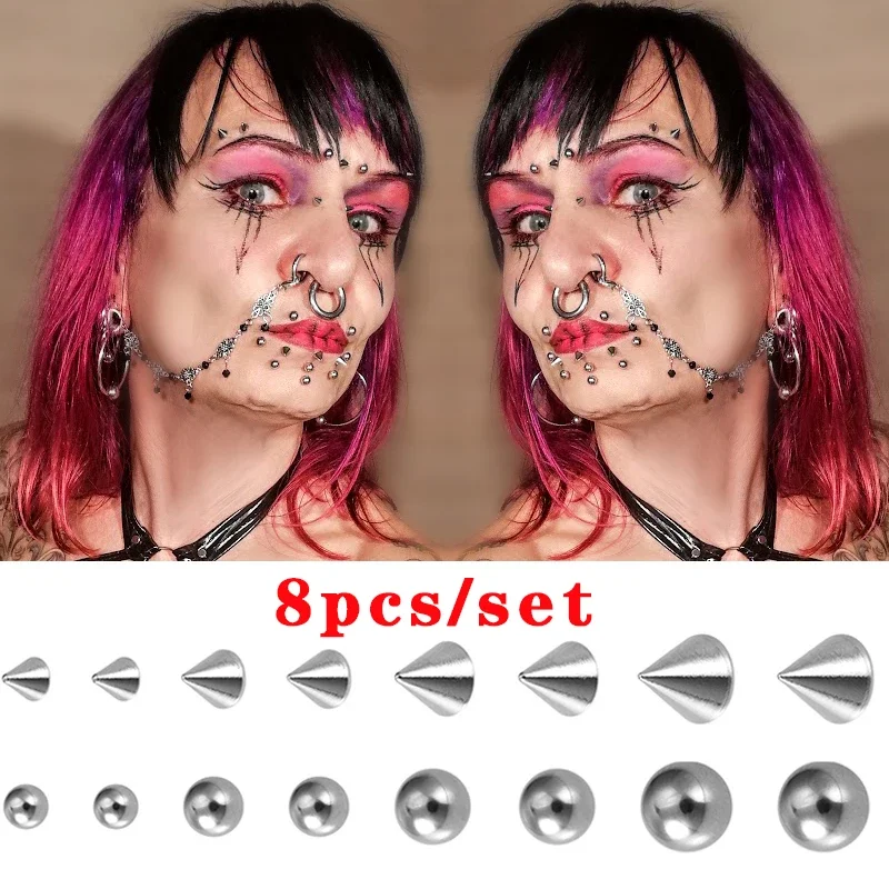 Sticker Fake Belly Eyebrow Lip Piercing Stud Non Piercied Earring Stud Set New Fake Nose Ring Piercing Jewelry Dermal Anchor Top