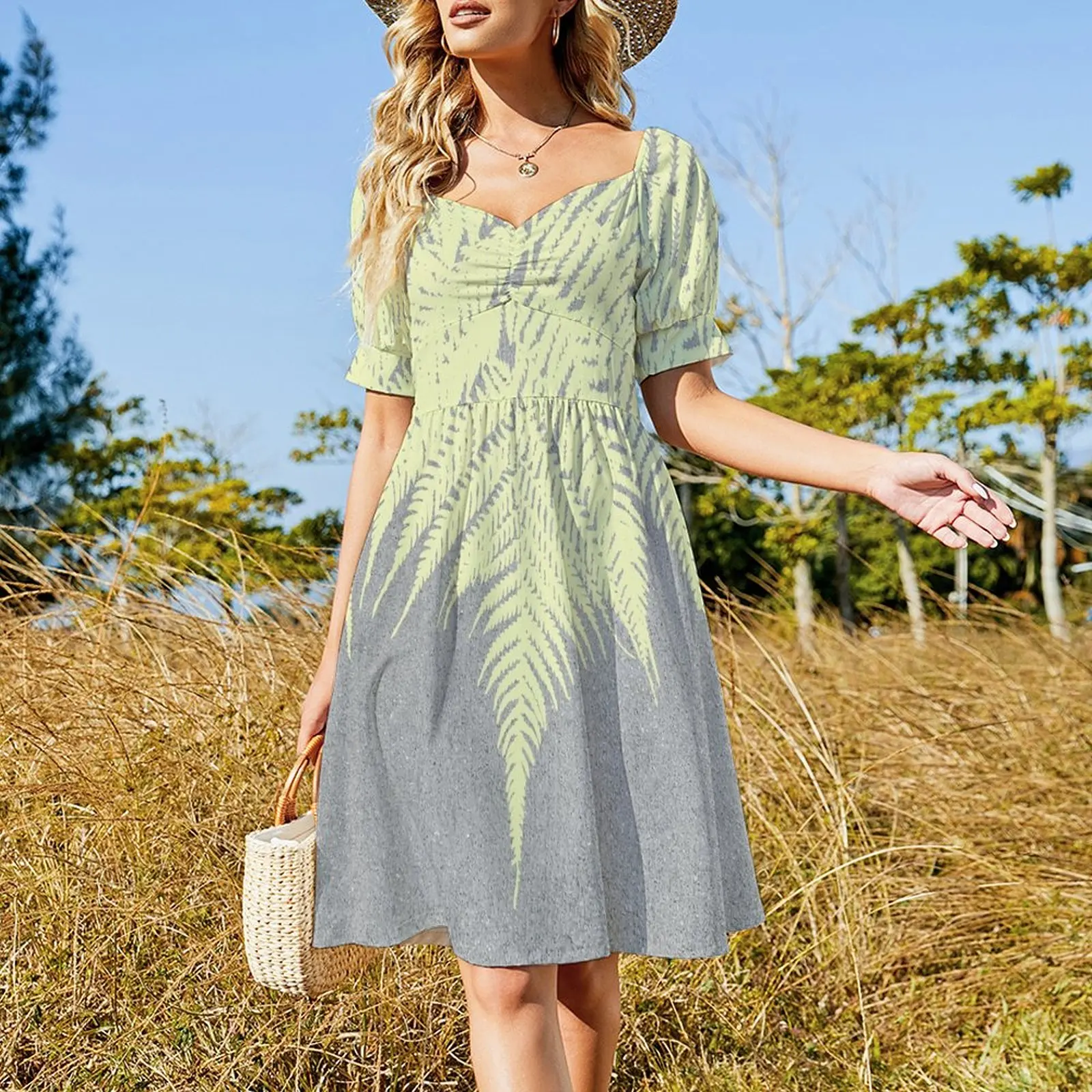 Concrete Fern Yellow Short Sleeved Dress evening dress women's evening dress 2025