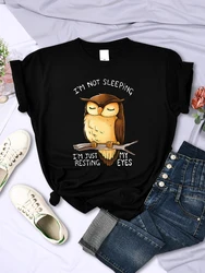 Mulheres Estou Só Descansando Meus Olhos Camiseta coruja, Tops dos desenhos animados femininos, Camiseta manga curta, Moda Hip Hop, Roupas de rua, Casual