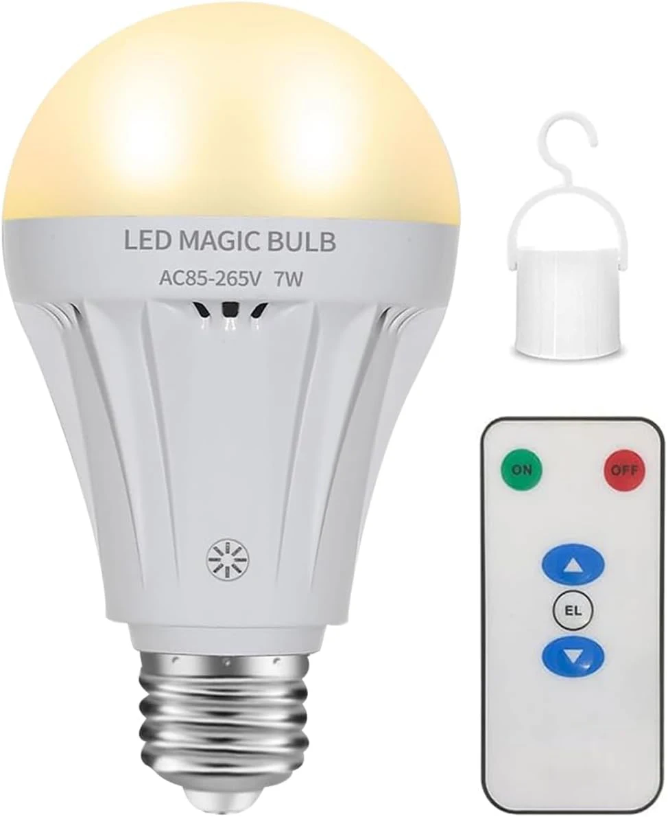 Rechargeable Light Bulbs, LED Magic Bulb with Remote Controller Warm White Emergency Lamp Without Warm