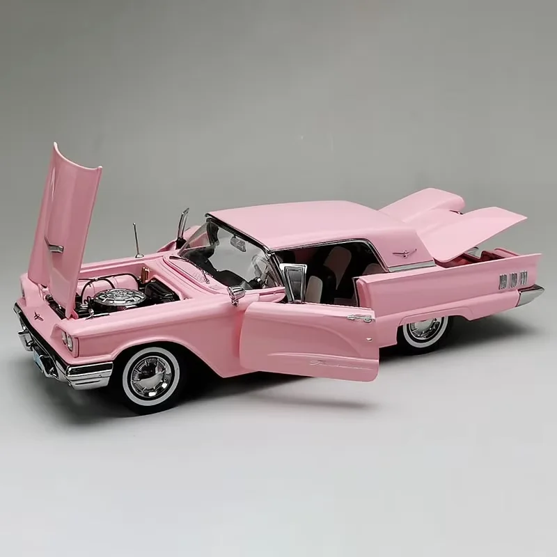 Diecast 1/18 Scale 1960 Ford Thunderbird  Hardtop Pink 4308 Alloy Car Model Collection Souvenir Display Ornaments Vehicle Toy