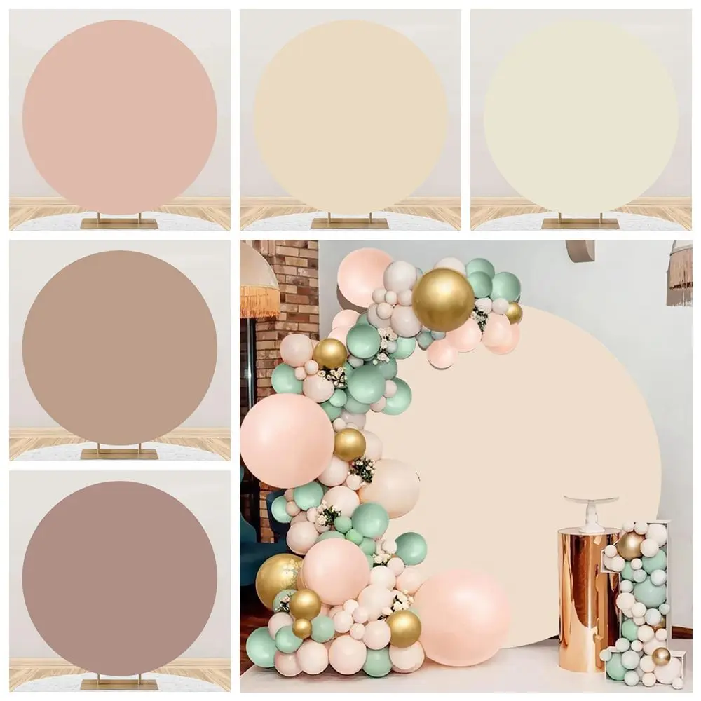 

Brown Beige Solid Color Round Backdrop Cover Birthday Party Wedding Portrait Newborn Kids Adults Art Portrait Photo Background