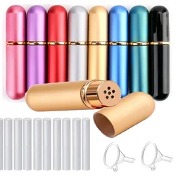 10 sztuk/partia 5ml kolorowe aluminium inhalator nosa z wysokiej jakości białe bawełniane knoty aromaterapia metalowy inhalator do olejków eterycznych