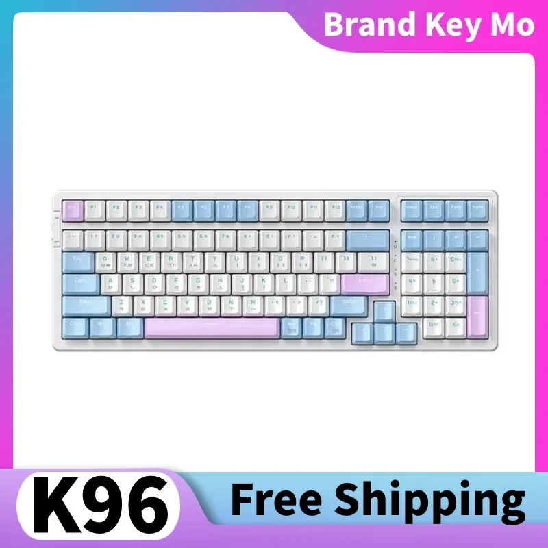 Free Wolf K96 Wireless Bluetooth Keyboard RGB Backlight Hot Swappable 19-key Non-conflict Macro Definition Gaming Keyboard