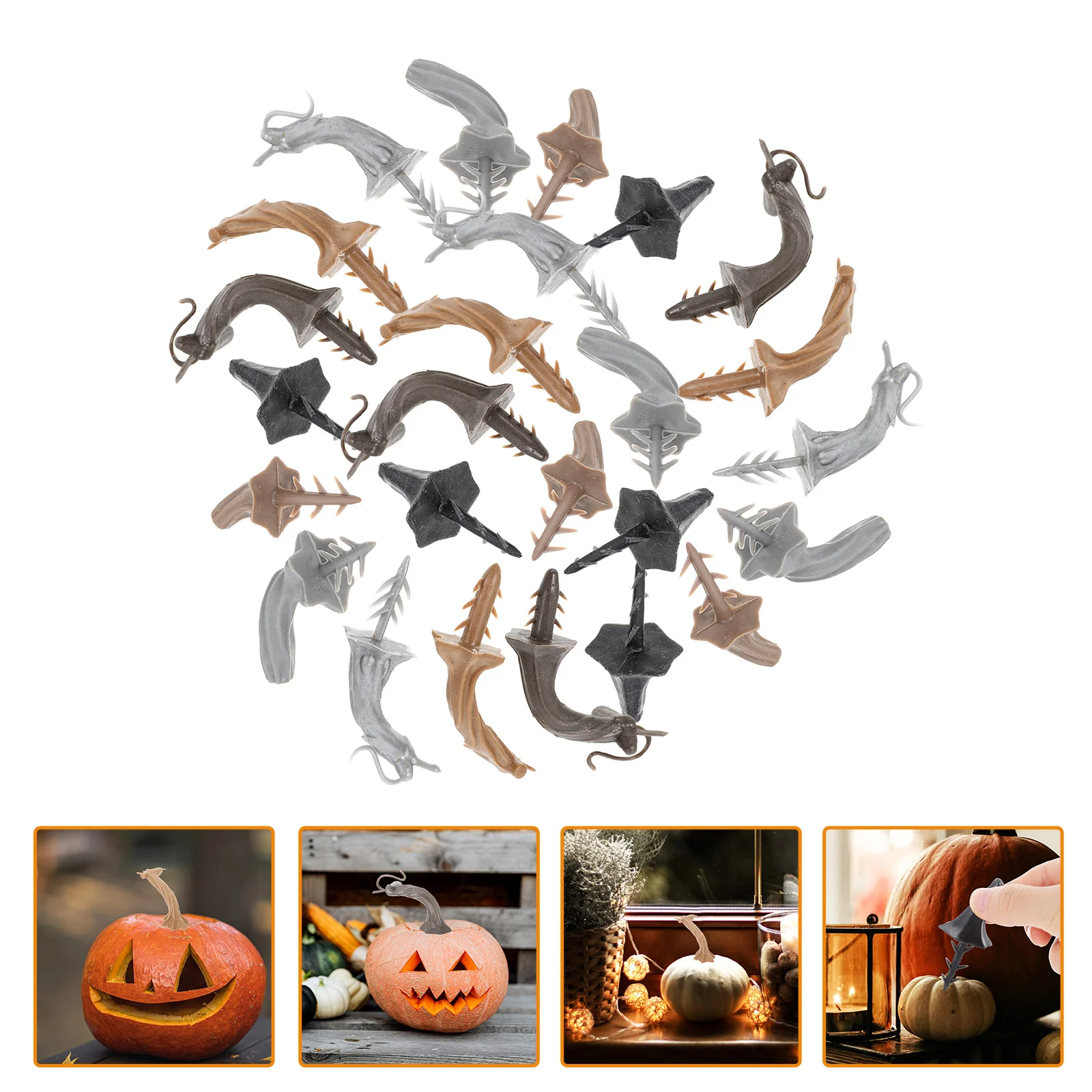 

24 Pcs Pumpkin Accessories Crafts Accessory Pencil Plastic Stems Halloween Decor Handle Pumpkins Child Harvest Festival DIY