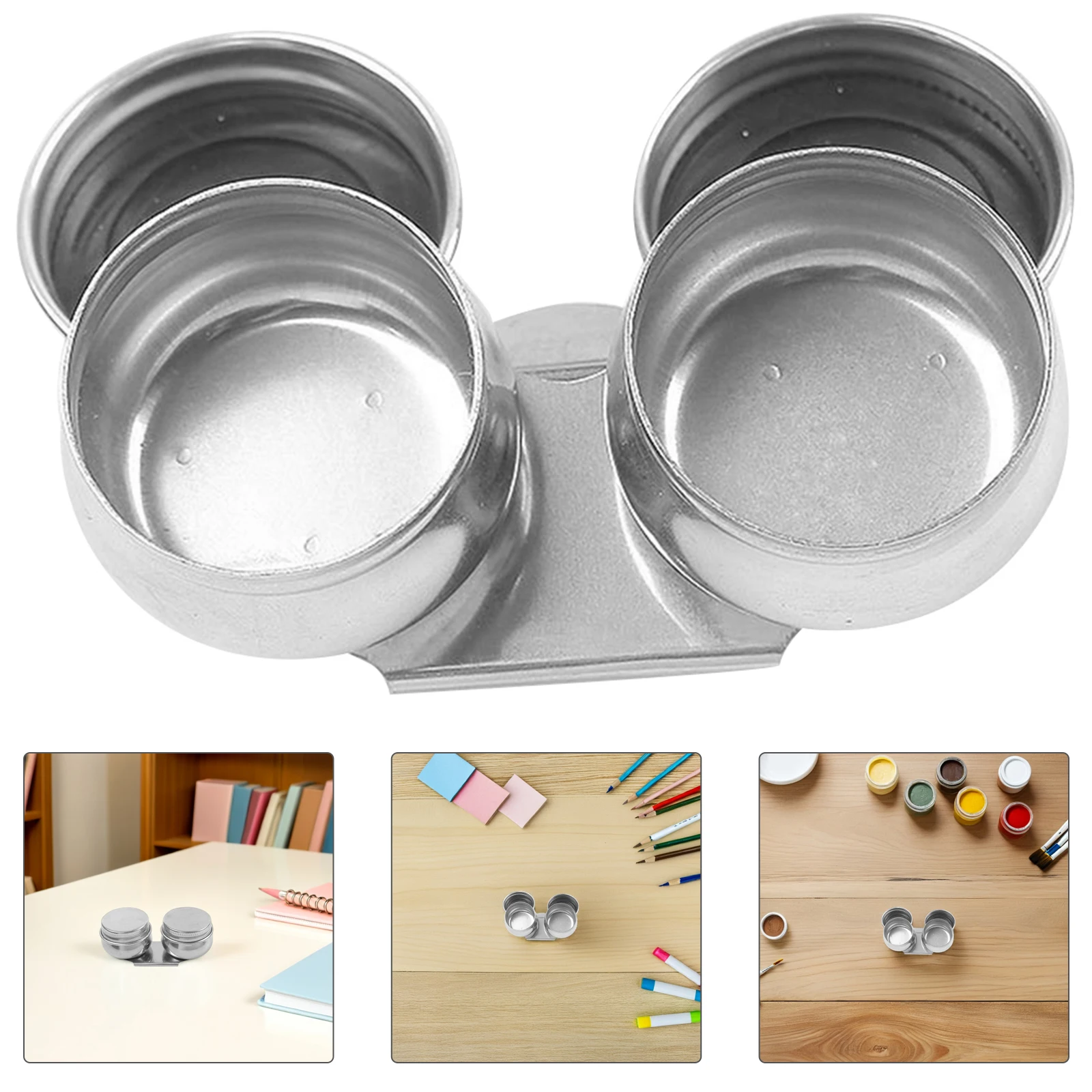 

Double Stainless Steel Oil Palette Cup Large Mouth Leak-Proof Lid Professional Pigment Storage Brush Cleaning Pot