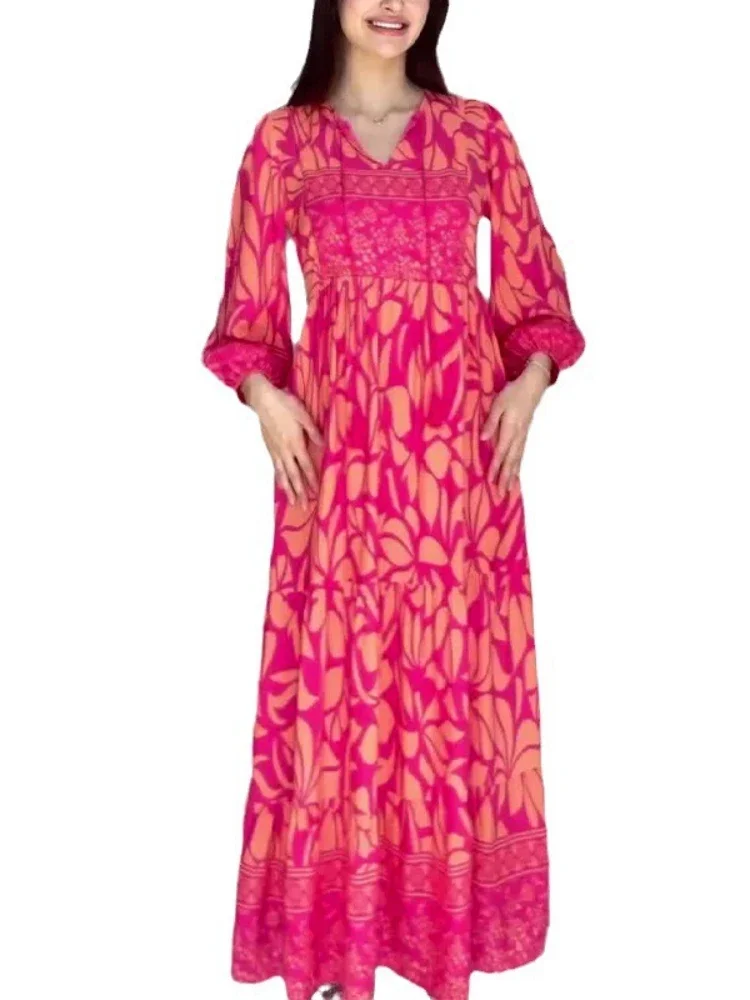 Vestidos Women Print Dress Party Jalabiya Ramadan Maroko Dubai Abayas Kaftan Islam Vestidos Arab Eid Muslim 2024 Long Robe