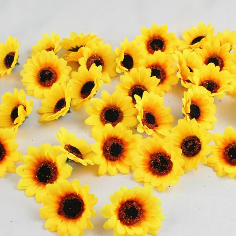 10x  Large Silk Sunflower Artificial fake Daisy Flower Head For DIY Wedding Box Decoration Headmade home Accessories flowers B3