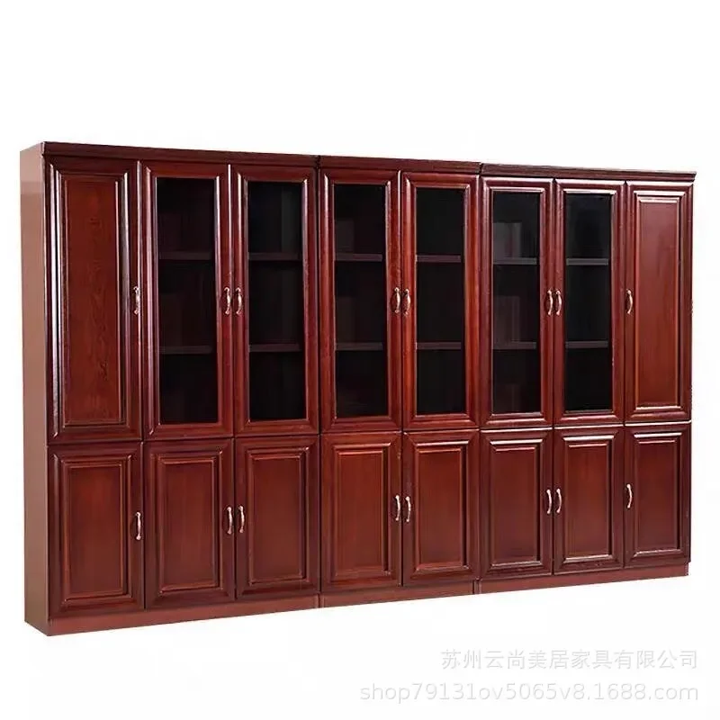 Office Furniture Paint Bookcase Wooden File Paste Solid Wood Leather File Cabinet Floor High File