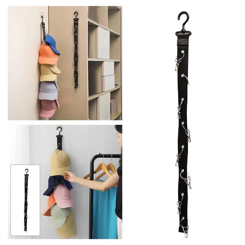 Hat Storage Rack Black 360 Degree Rotating Baseball Cap Hook 8 Clips Cap Hanging Hanger Artifact Household Accessories Gadgets