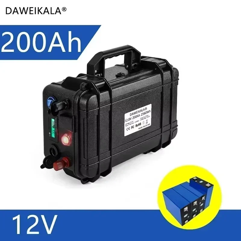 New 12V 200Ah Lifepo4 lithium iron phosphate waterproof battery suitable for solar energy storage inverter marine golf cart RV