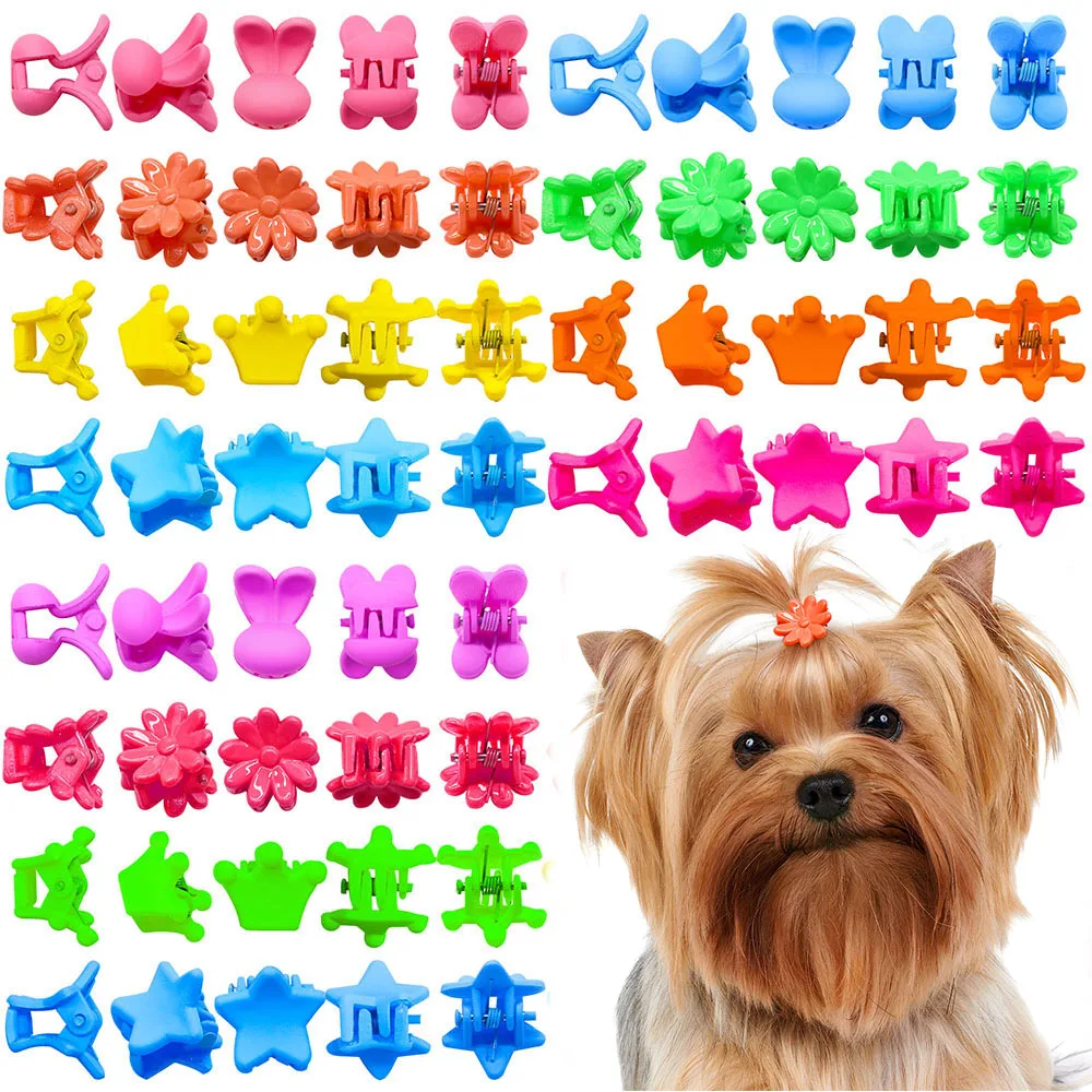 20PCS Dog Hair Accessories Hair Clips for Small Dogs Colorful Cute Crown Hairpin for Dog Girls Pet Hair Grooming Dog Supplies