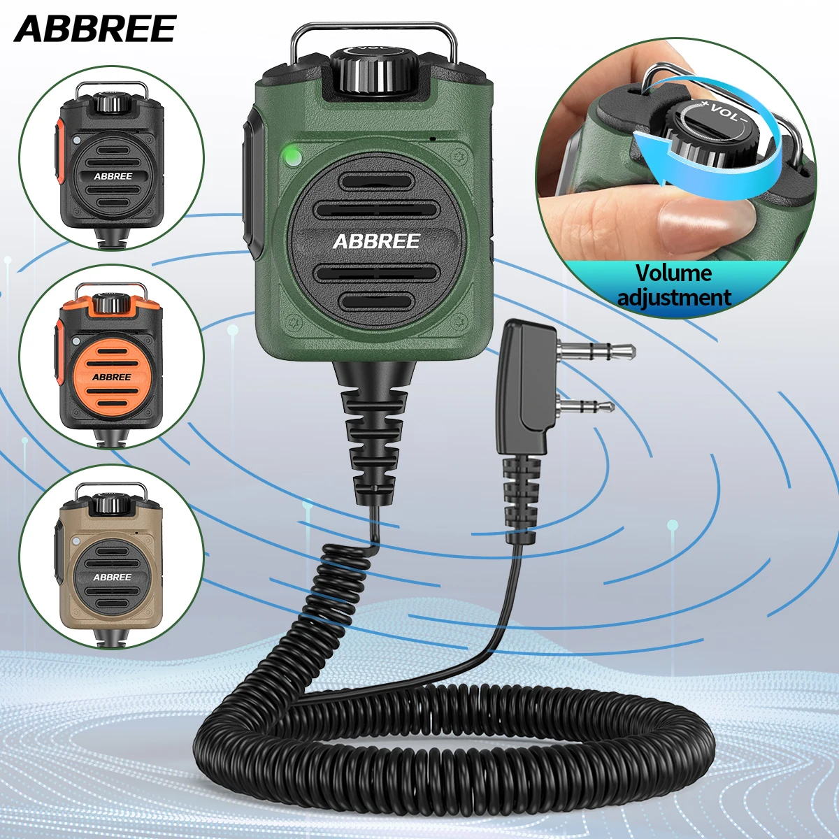 ABBREE AR-158 Walkie Talkie Microphone Speaker Adjustable Volume Handheld Rechargeable For Baofeng UV 5R MINI UV32 DM32 AR-152