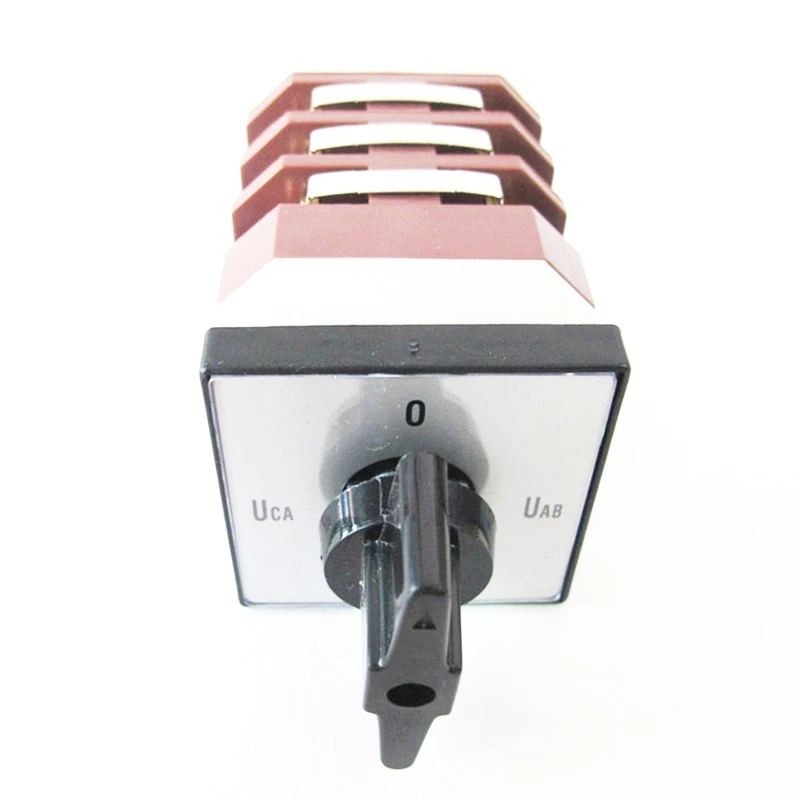 1 interruptor combinado giratorio de 500 V, 16 A, 4 posiciones (0-UAB-UBC-UCA), 12 terminales