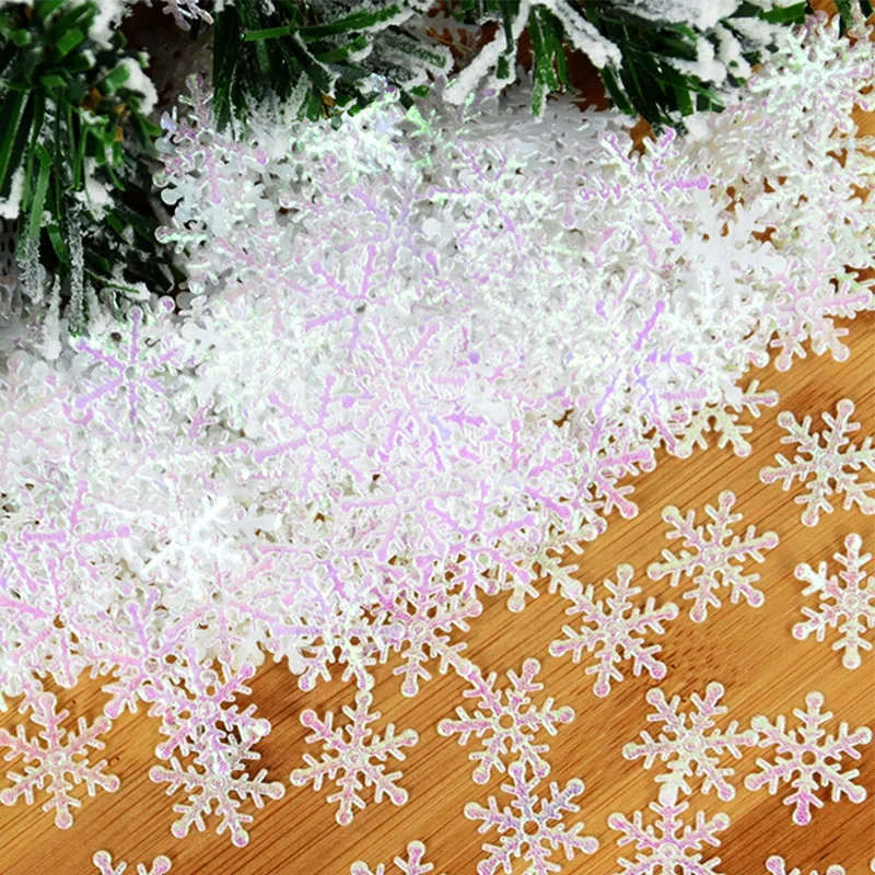1/2bags Artificial Christmas Snowflakes Confetti Xmas Tree Ornaments White Snowflake Decoration For Home New Year Gift DIY Craft