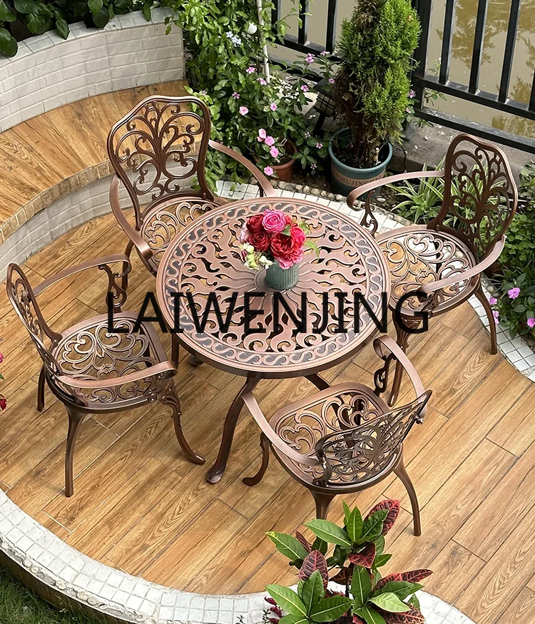 Aluminum Alloy Outdoor Occasional Table and Chair Outdoor Garden Villa Suit Courtyard Table and Chair Combination