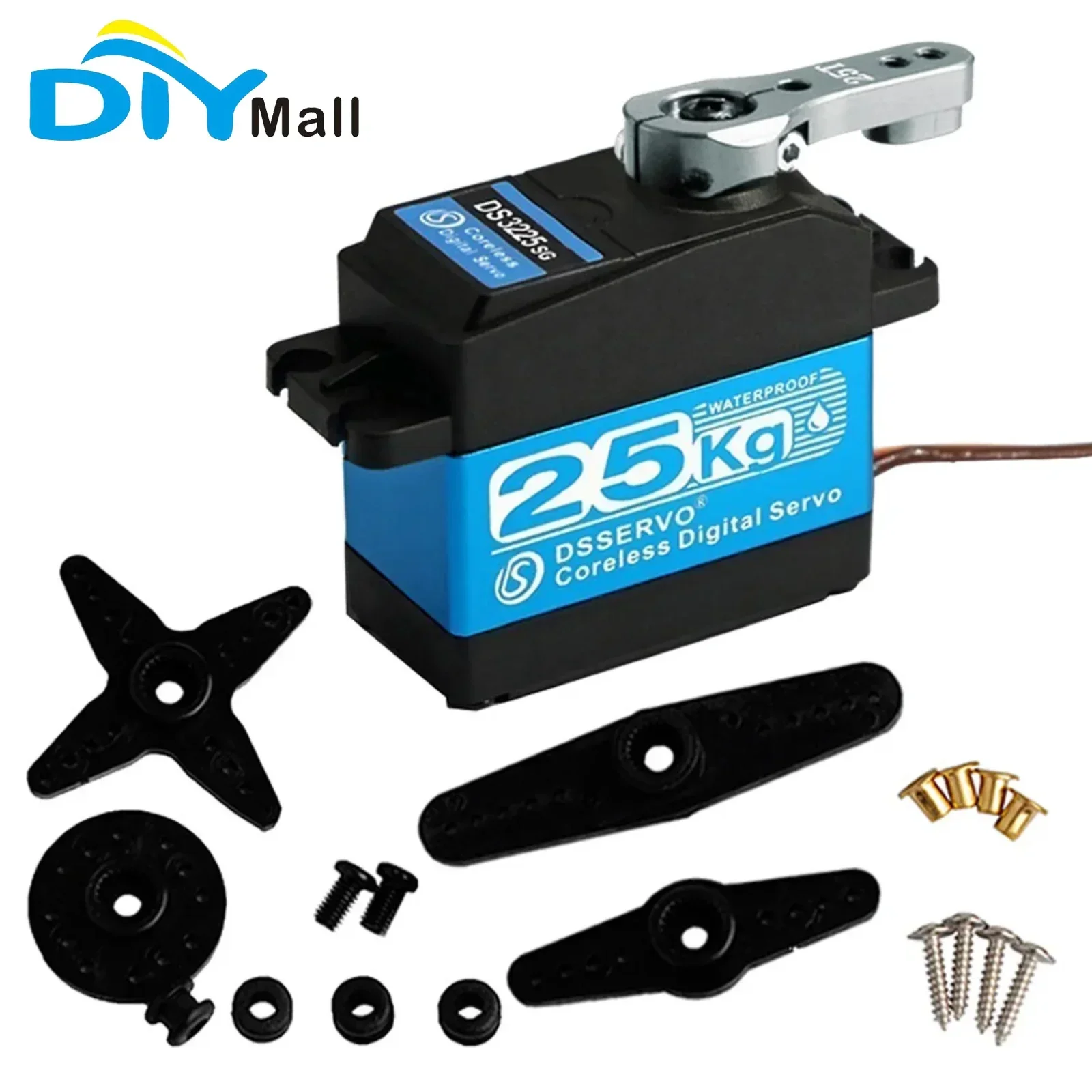 25kg.cm Digital Servo Coreless High Torque Servo Motor Metal Gear 180/270° Waterproof for 1:8 1:10 1:12 RC Car Robot DS3225 Pro