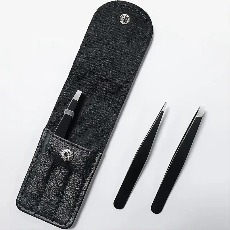 Pincettes à sourcils plates/inclinées/pointues, 3 pièces, pour le corps, ensemble incarné, PrecisionTip Premium en acier inoxydable et