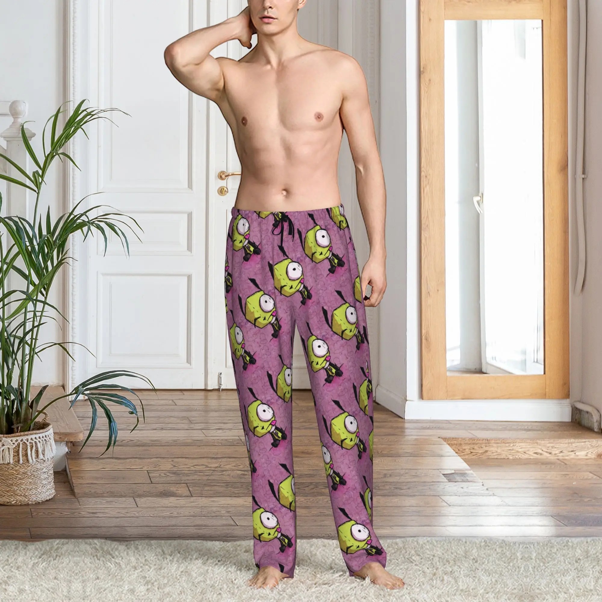 Custom I-Invader Z-Zim Cartoon Pajama Pants Sleepwear Men Elastic Waistband  Sleep Lounge Bottoms with Pockets - view 6