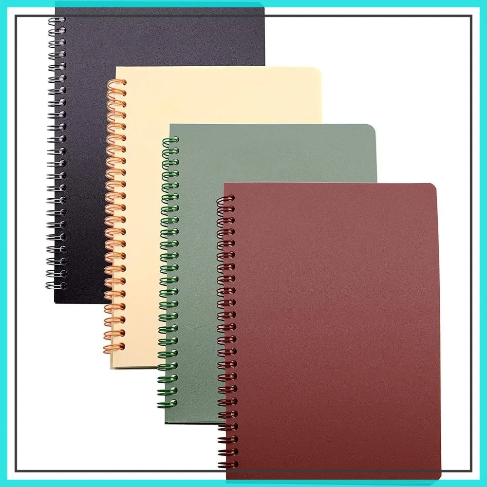 

4 Pack A5 Spiral Notebooks, 160 Pages Each, 8.3x5.9 inch Thick Hardcover, 8mm Ruled, 4 Colors for Study & Notes