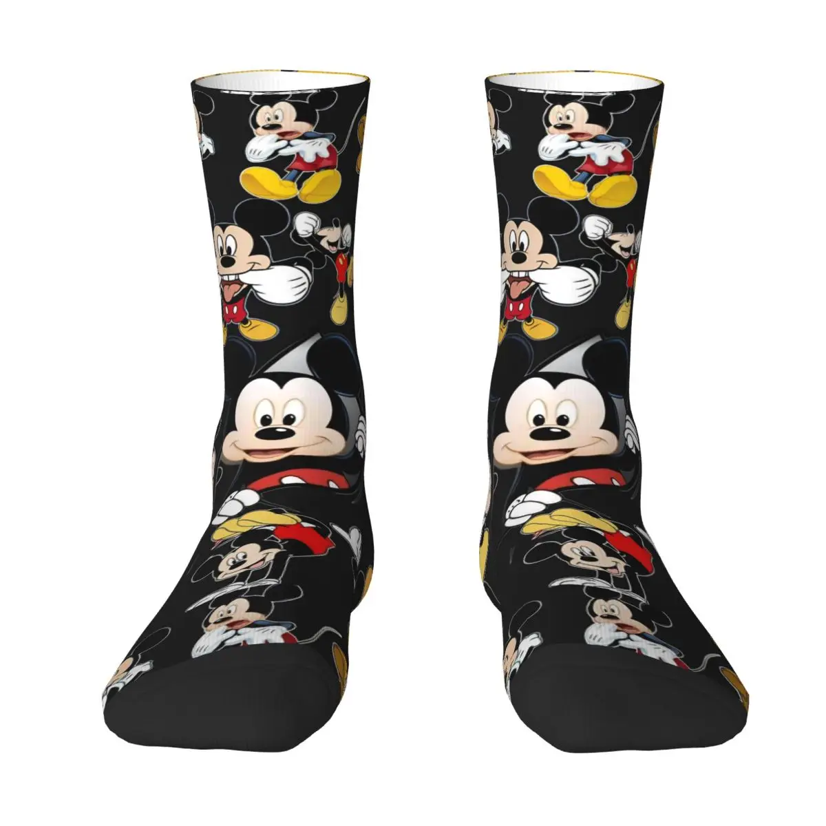 Hommes chaussettes Mickey Mouse tête dessin animé personnage bas hiver doux respirant chaussettes conception course sport chaussettes antidérapantes