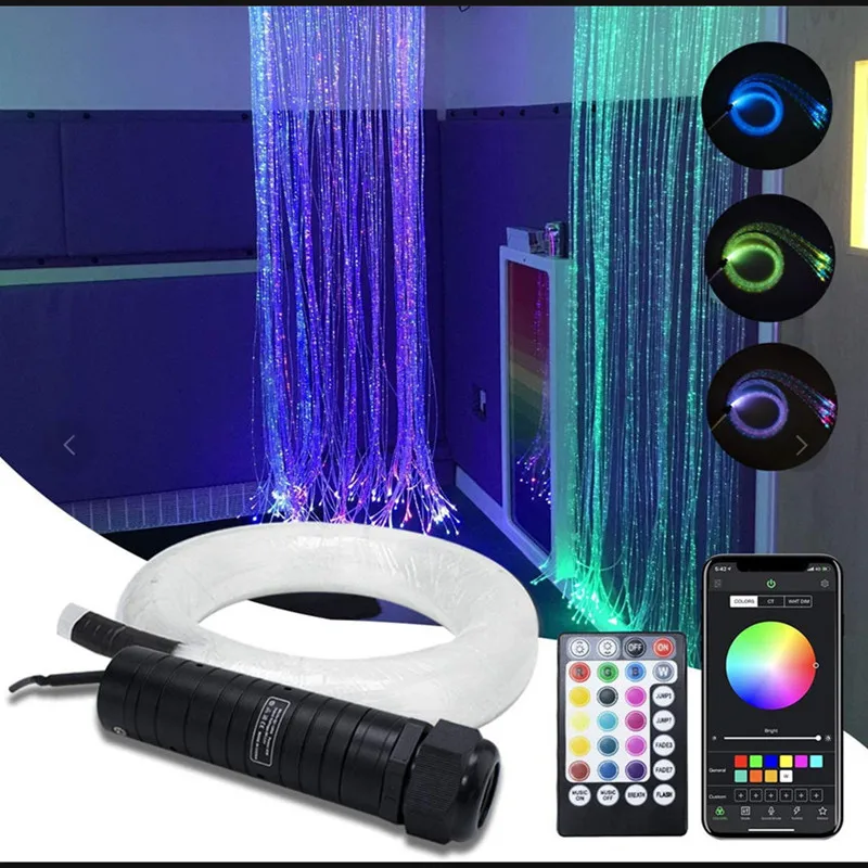 

6W RGBW LED Whip Fiber Optic Kit Bluetooth Waterfall Curtain Light for Window Kid Children Sensory Room Home Decoration