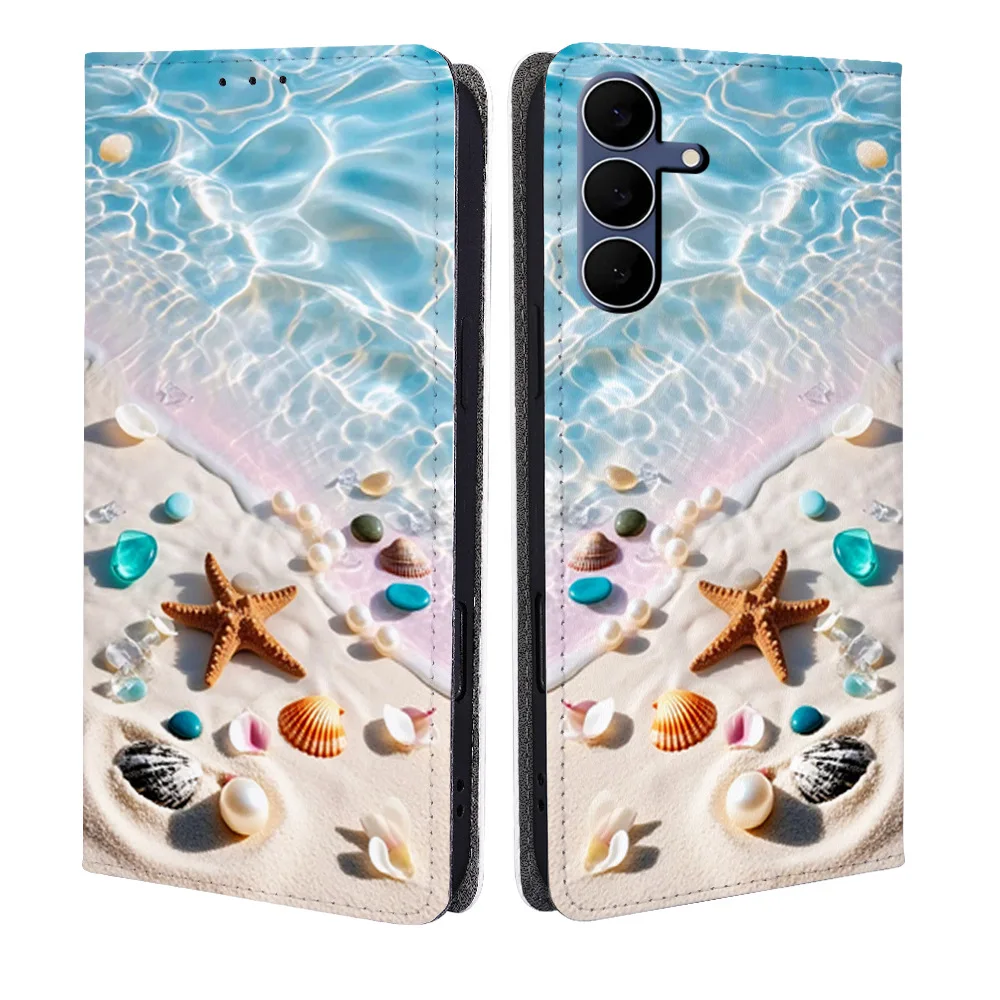 

Красочный пляжный магнитный раскладной чехол для телефона Infinix Hot 60 30 50 40 11s NFC 12 Pro/Zero 40 30 со встроенными слотами для карт-кошелька