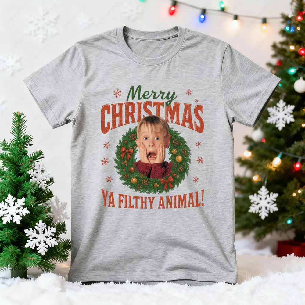 McCallister Home Alone النساء الرجال القطن تي شيرت عيد ميلاد سعيد الصيف قميص أعلى هدية الكريسماس عيد الميلاد فيلم قمم تي شيرت #3